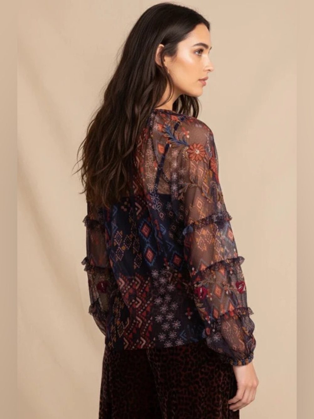 NWT JOHNNY WAS SAPPHIRE MESH BLOUSE - Picture 3 of 5